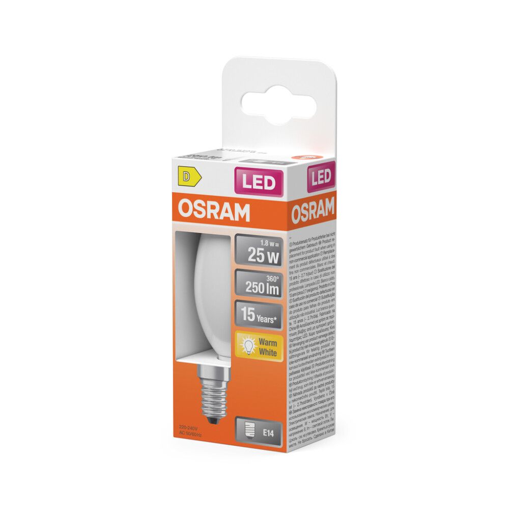 LED-lamppu Osram Star Classic B25 E14 1,8 W 250 lm 2700 K opaali 1 kpl/pkt