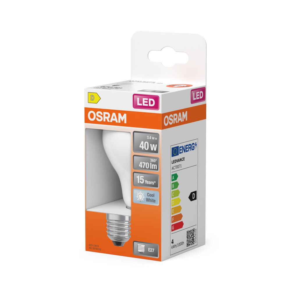 LED-lamppu Osram Star Classic A40 E27 3,4 W 470 lm 4000 K opaali 1 kpl/pkt