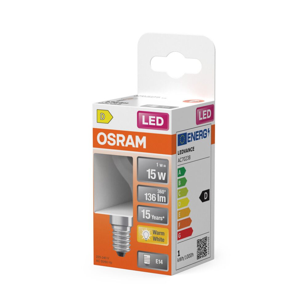LED-lamppu Osram Star Classic P15 E14 1 W 136 lm 2700 K kirkas 1 kpl/pkt