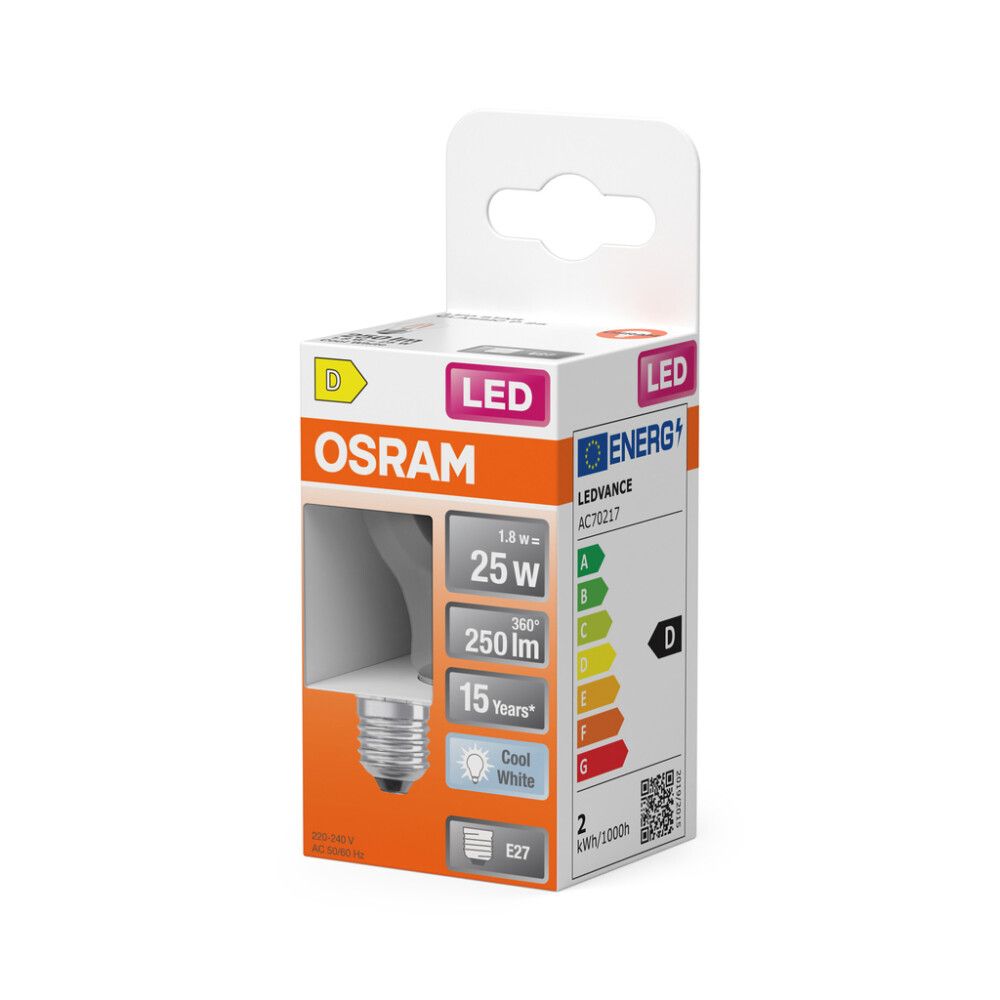 LED-lamppu Osram Star Classic P25 E27 1,8 W 250 lm 4000 K kirkas 1 kpl/pkt