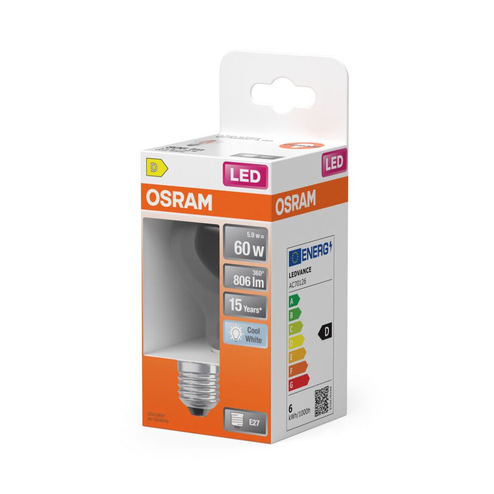 LED-lamppu Osram Star Classic A60 E27 5,9 W 806 lm 4000 K kirkas 1 kpl/pkt
