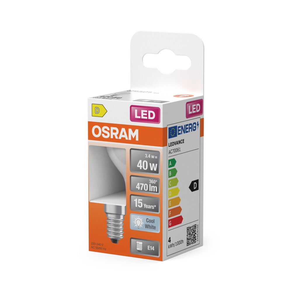 LED-lamppu Osram Star Classic P40 E14 3,4 W 470 lm 4000 K opaali 1 kpl/pkt