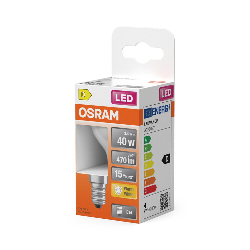 LED-lamppu Osram Star Classic P40 E14 3,4 W 470 lm 2700 K opaali 1 kpl/pkt