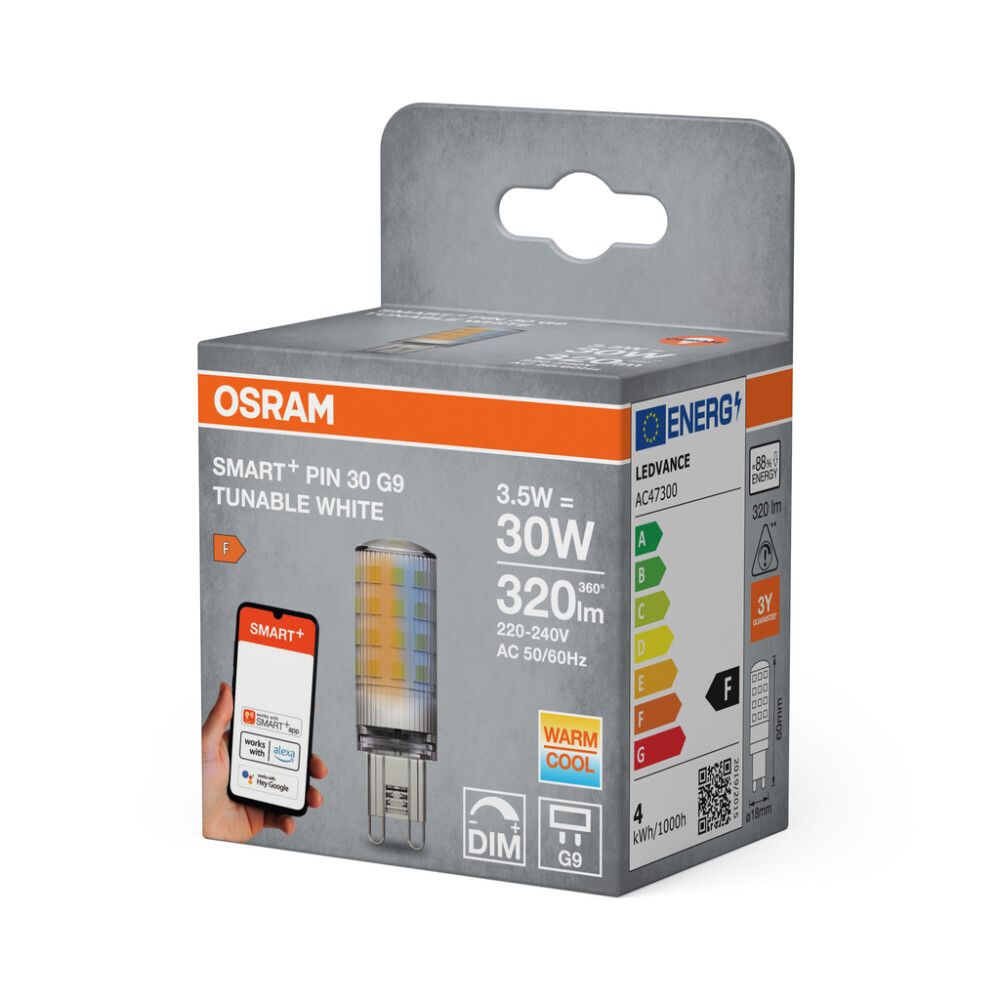 LED-lamppu Osram Smart+ Pin30 G9 3,5 W 320 lm TW 2700–6500 K 1 kpl/pkt