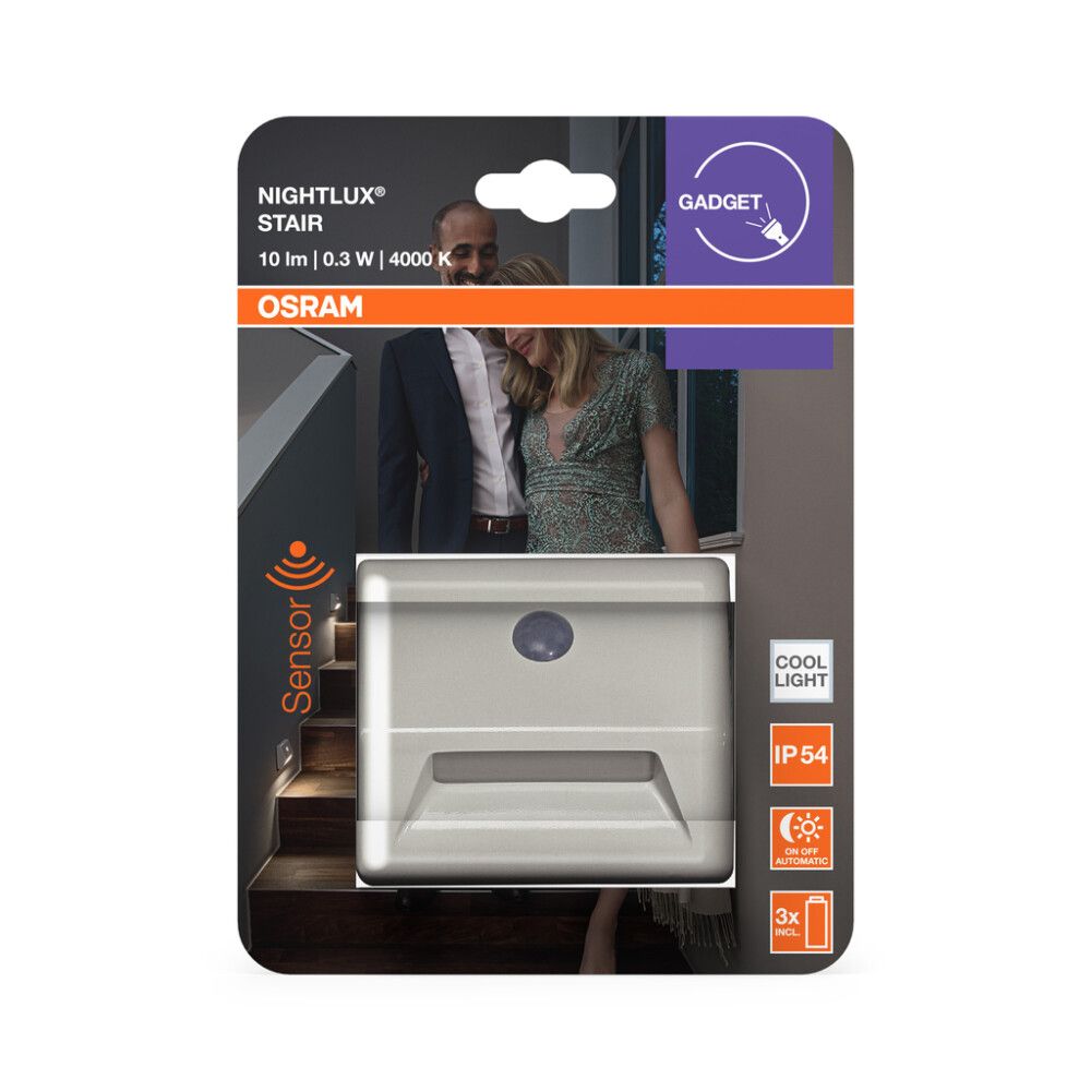 Liiketunnistinvalaisin Osram Nightlux Stair valkoinen 8,4 x 7,3 cm IP54