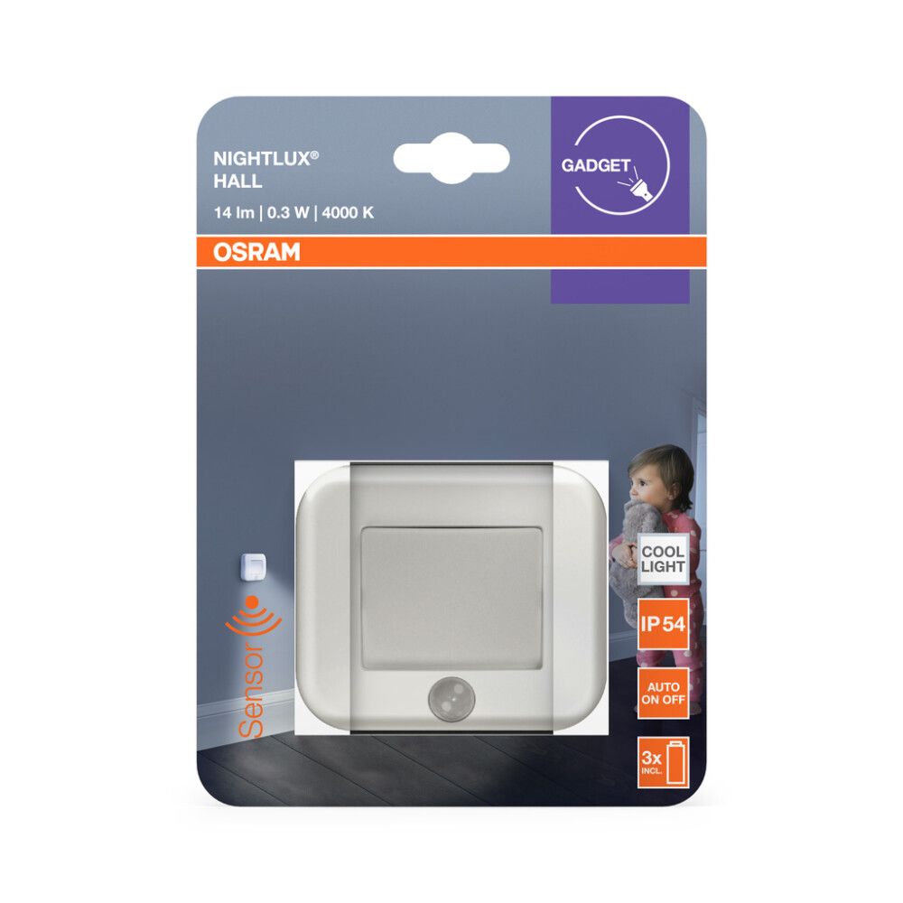 Liiketunnistinvalaisin Osram Nightlux Hall valkoinen 8,4 x 7,3 cm IP54