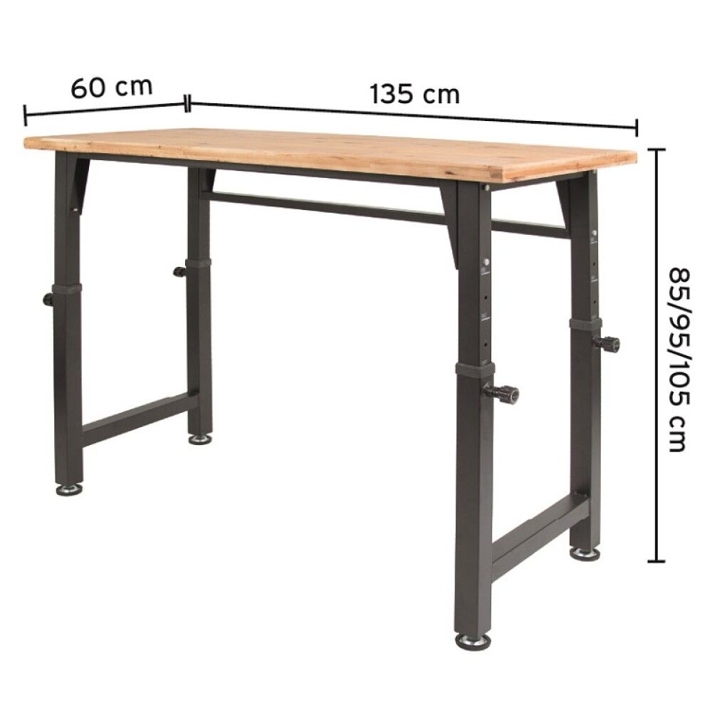 Työpöytä Wisent 135 x 60 x 85/95/105 cm
