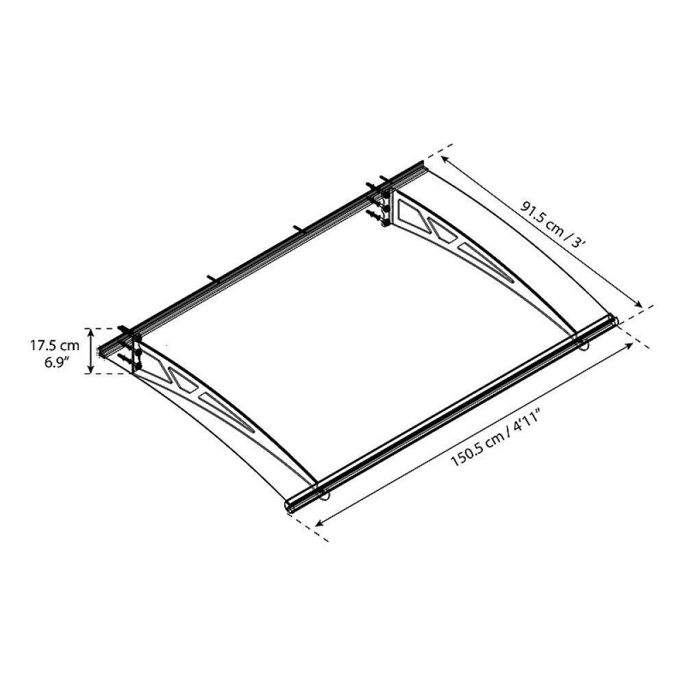 Ovikatos Solid Elements harmaa/kirkas Pavo 1,5 x 0,9 m