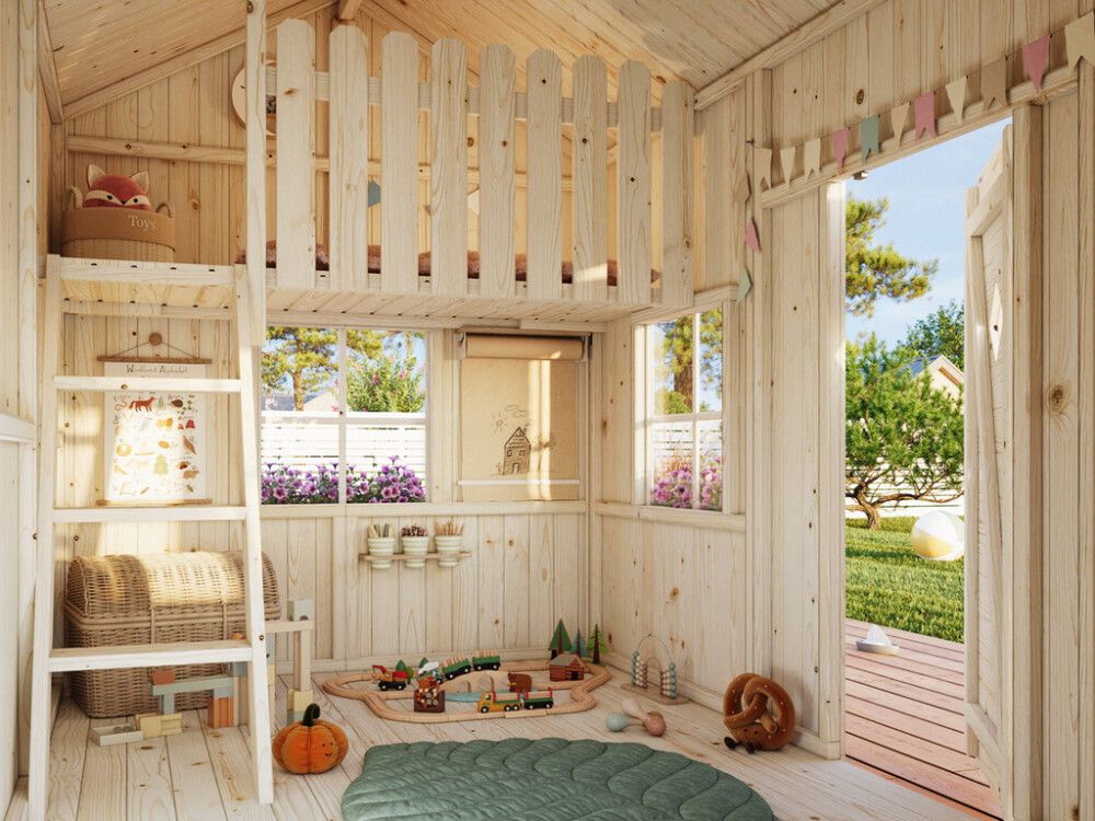 Leikkimökki Palmako Grete parvella 3,7 m²