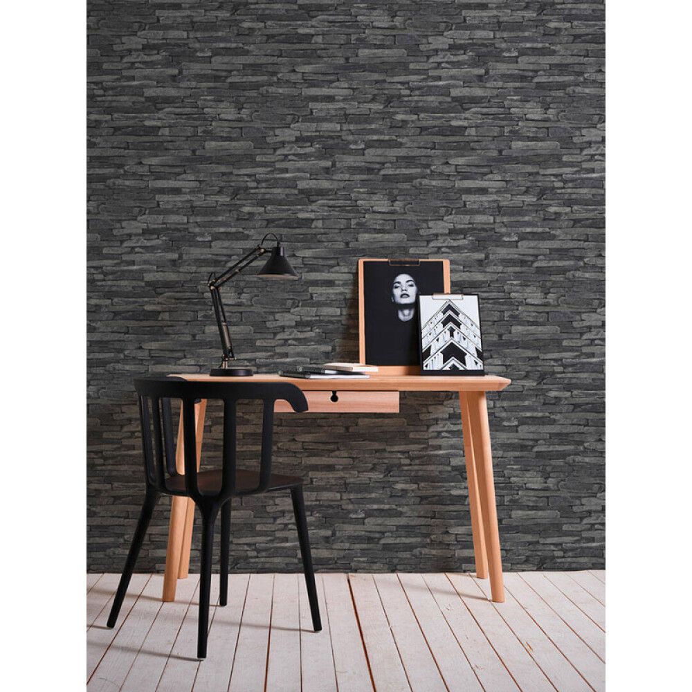 Kuitutapetti Wood`n Stone Kiviseinä Harmaa