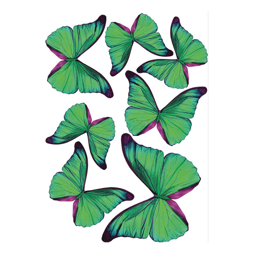 Seinätarra Plage 3D Vihreät Perhoset