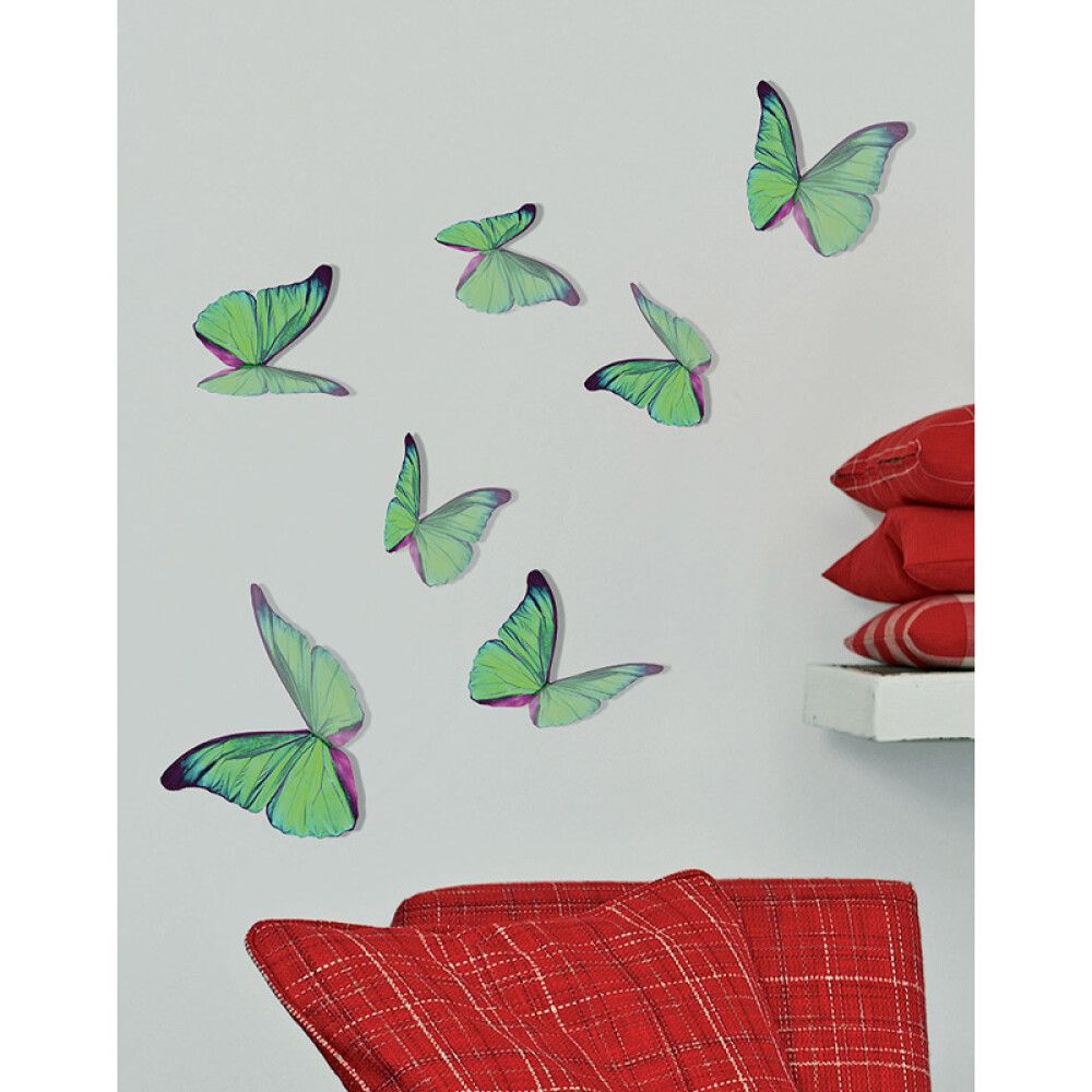 Seinätarra Plage 3D Vihreät Perhoset
