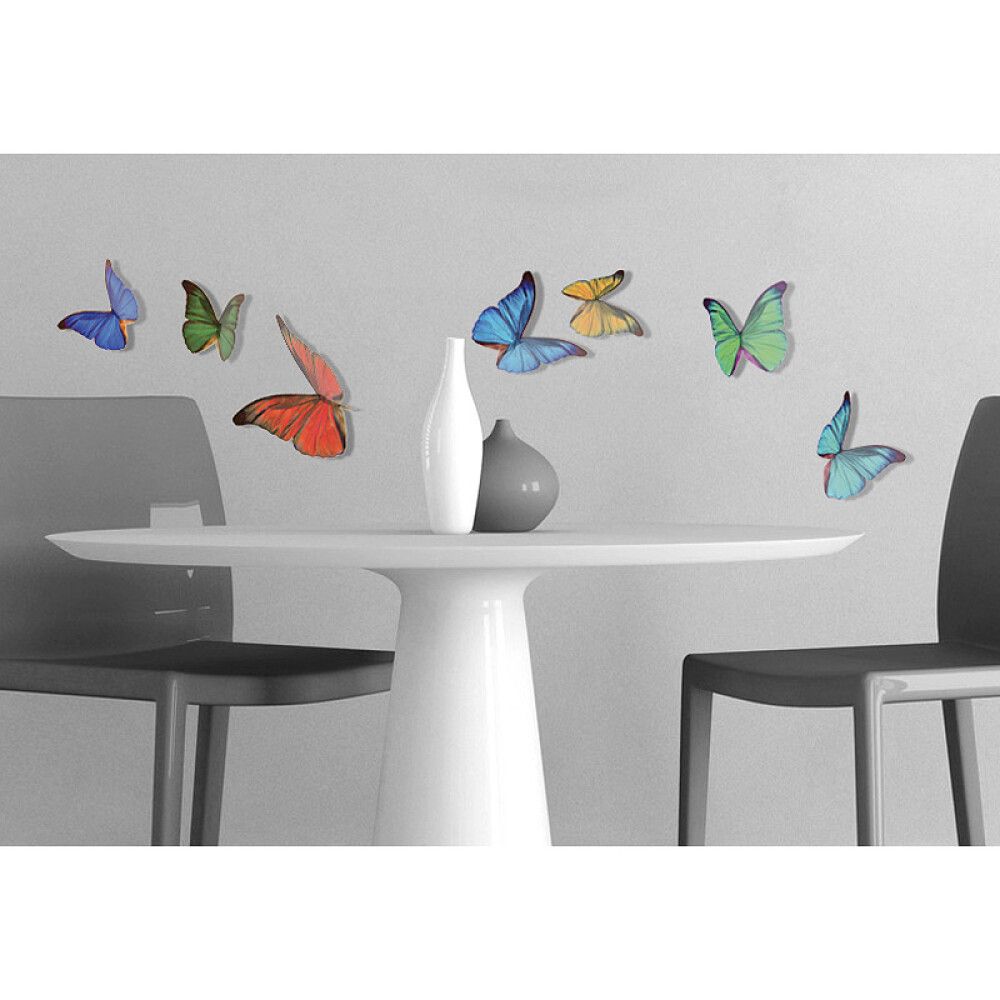 Seinätarra Plage 3D Värikkäät Perhoset