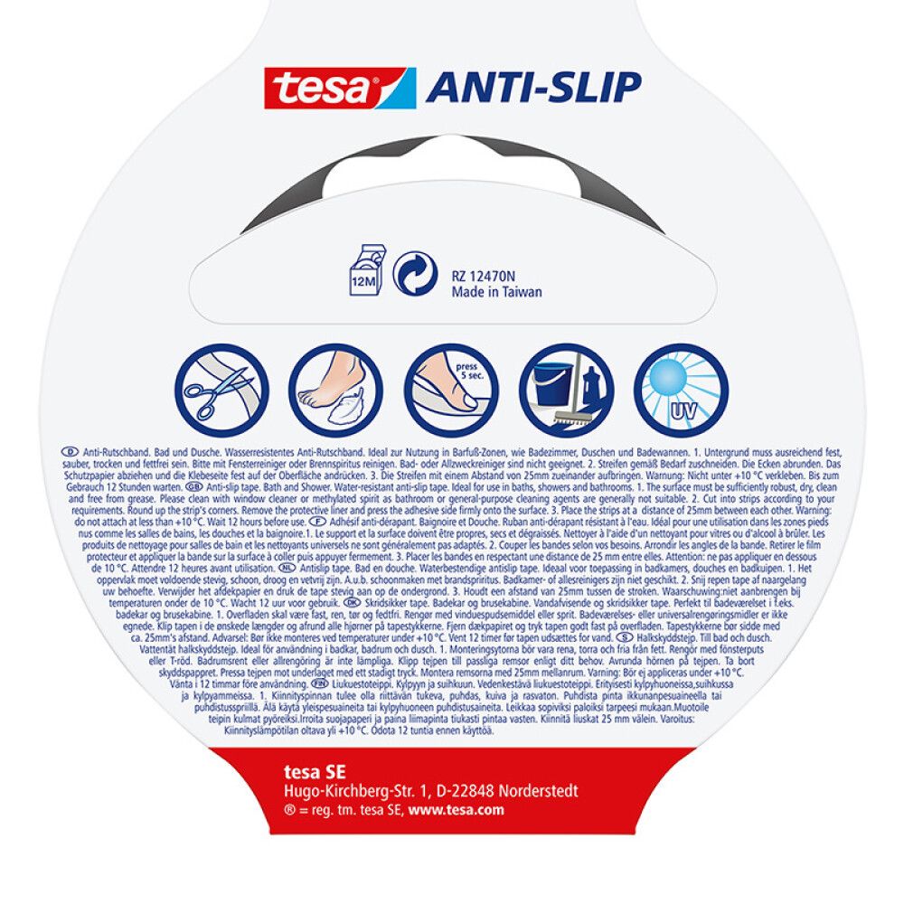 Liukuesteteippi Tesa 5 m x 25 mm Läpinäkyvä Kylpyhuoneeseen