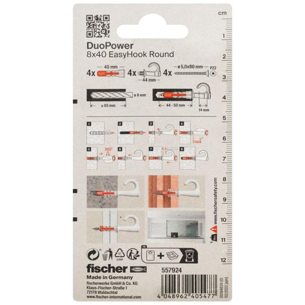 Tulppa pyöreällä koukulla Fischer EasyHook Loop DuoPower 8 x 40
