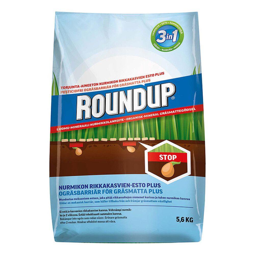 Rikkakasvien esto RoundUp Plus nurmikolle 5,6 kg