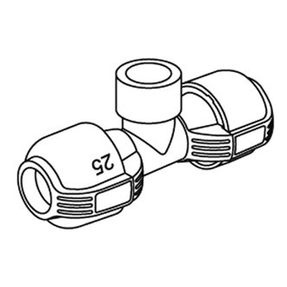 T-liitin Gardena sadetinjärjestelmään sisäkierre 25 mm x 3/4"