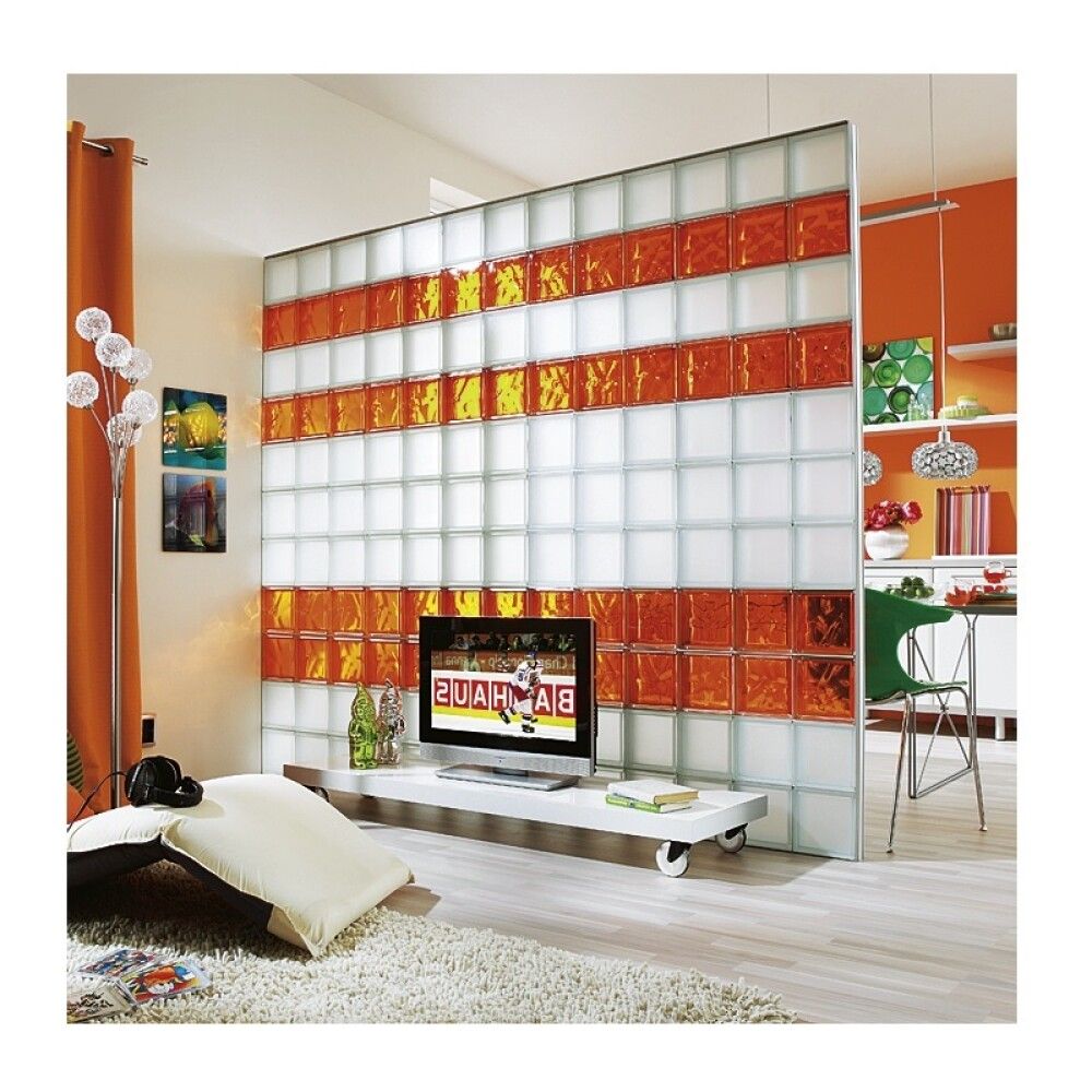 Lasitiili Seves Glassblock Brilly Wave Oranssi 19 x 19 x 8 cm