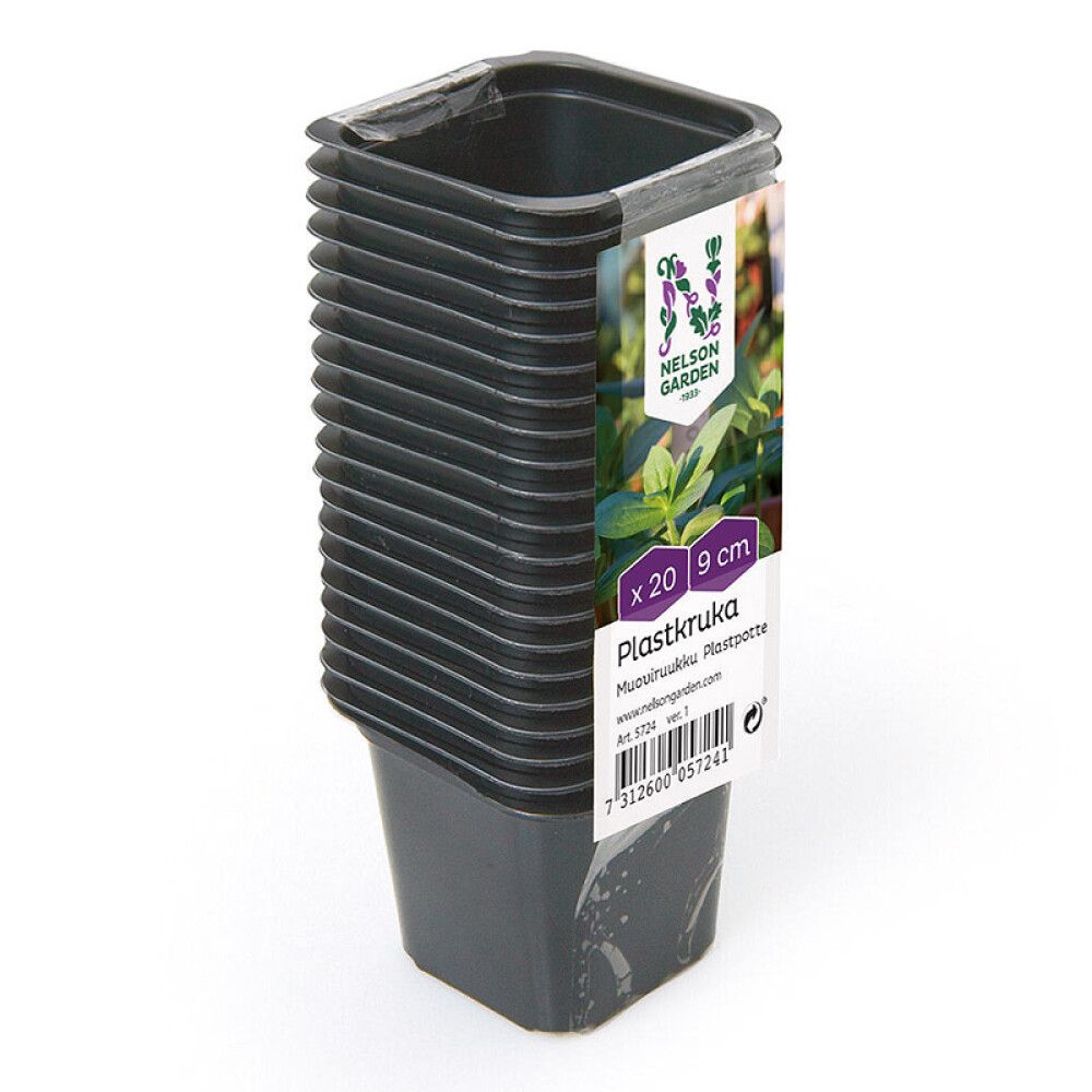 Muoviruukku neliö 9 cm 20 kpl