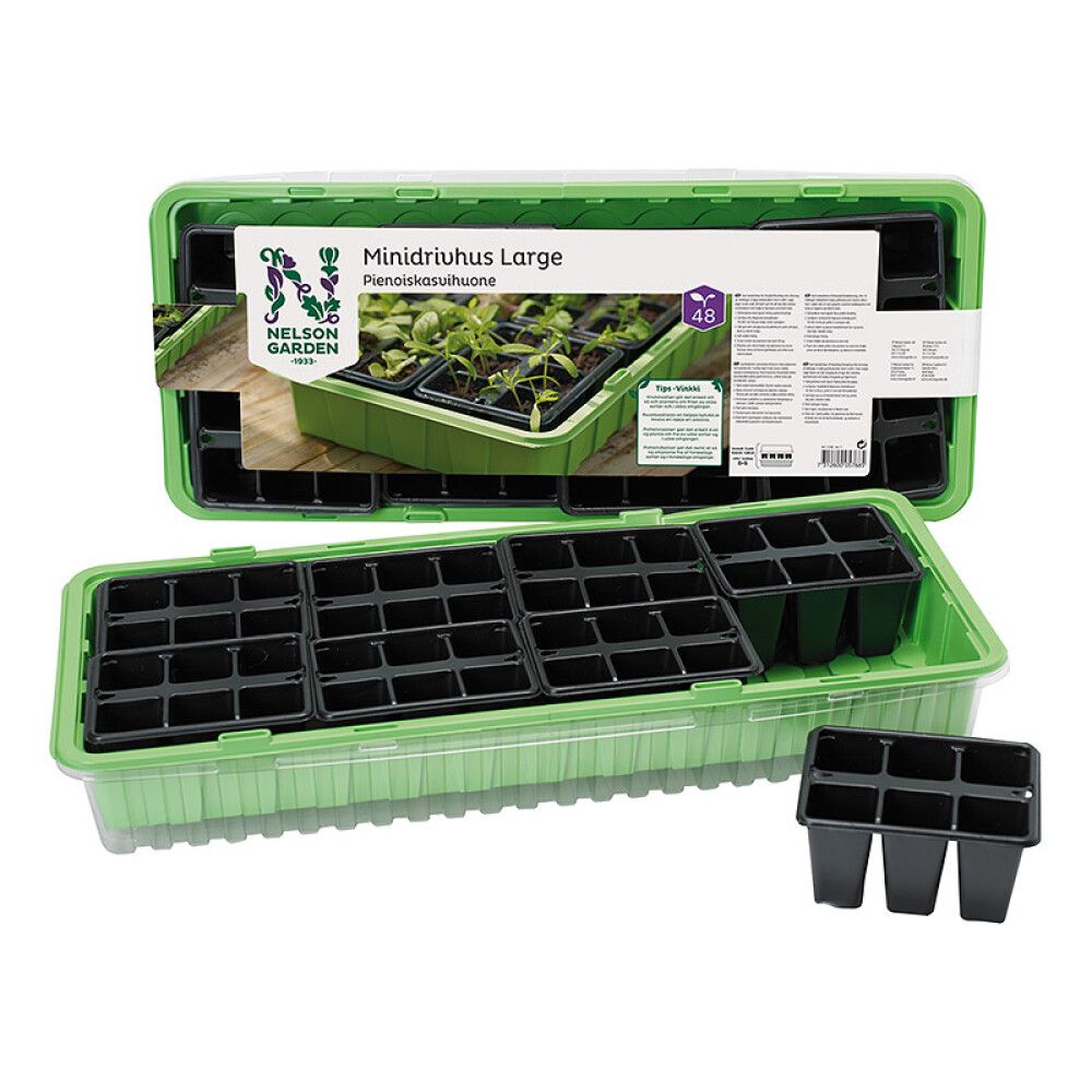 Pienoiskasvihuone Large 57 x 24 cm 48 kennoa