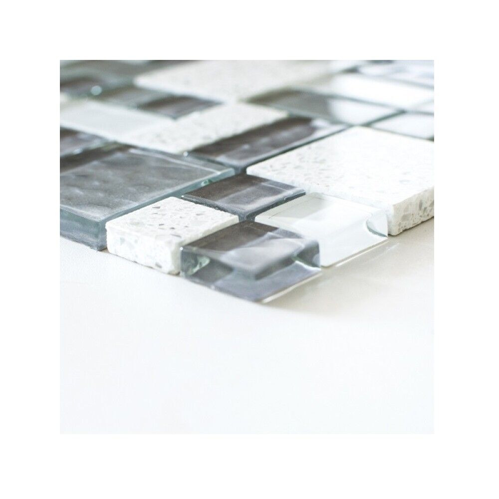 Mosaiikkilaatta Fliesen Crystal Mix harmaa/valkoinen 29,8 x 29,8 cm