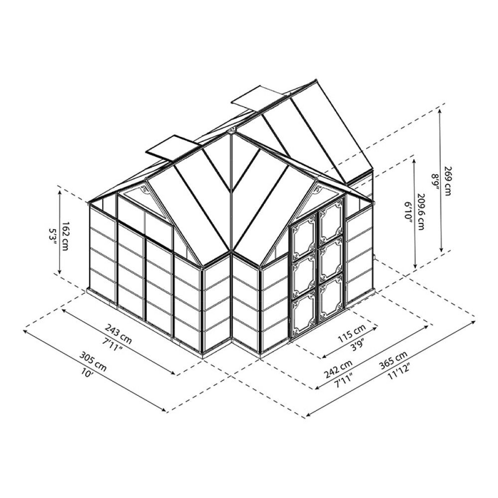 Kasvihuone Palram-Canopia Victory 11 m² (365 x 305 cm)