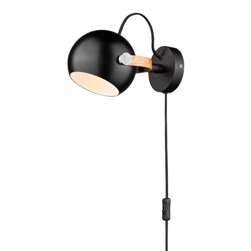 Seinävalaisin Halotech D.C Musta/tammi Ø12 cm