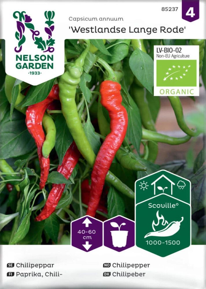 Chilipaprika Nelson Garden Westlandse Lange Rode