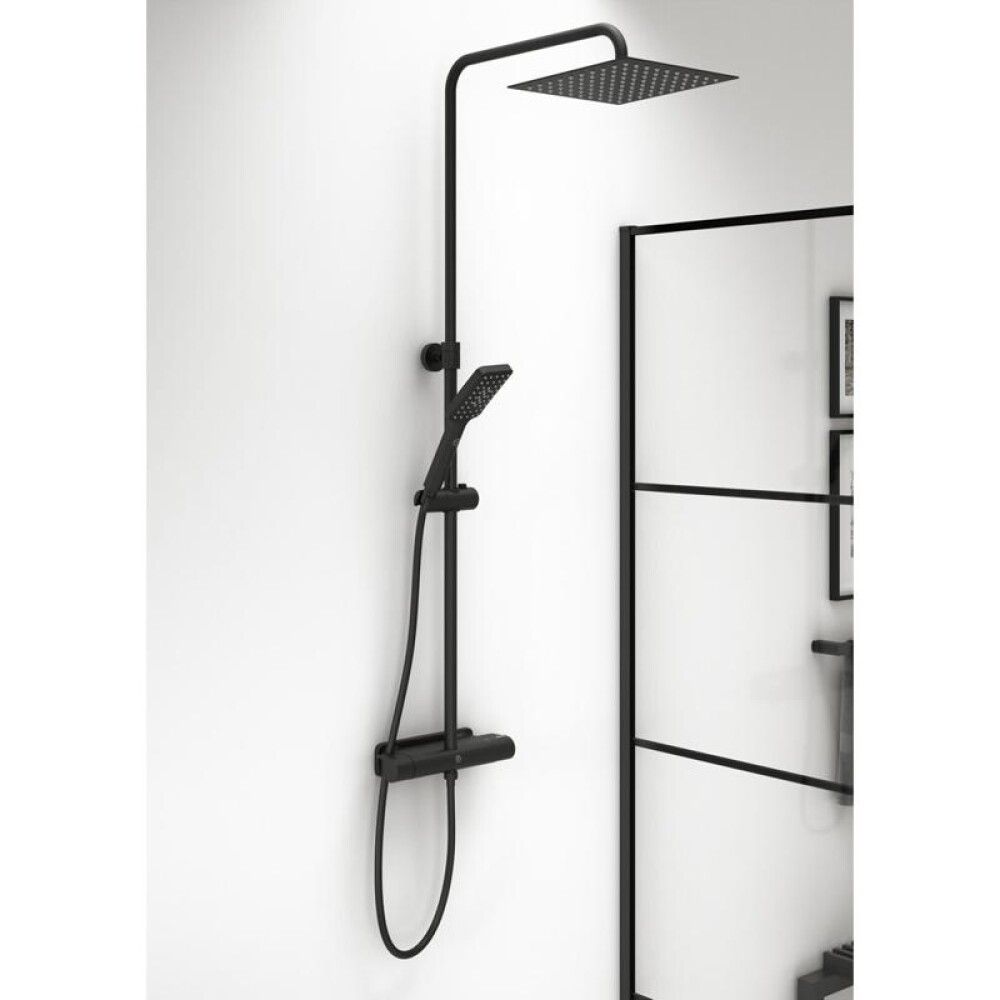 Suihkusetti Gustavsberg Estetic Square mattamusta 25 x 25 cm