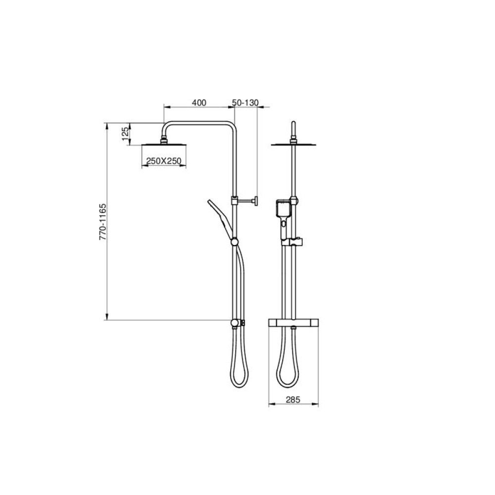 Suihkusetti Gustavsberg Estetic Square mattamusta 25 x 25 cm