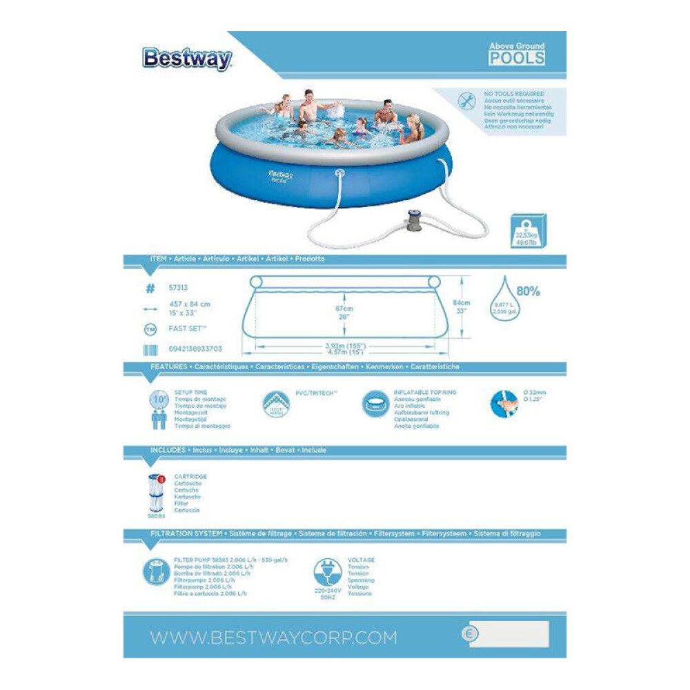 Uima-allas Bestway Fast Set 457 x 84 cm
