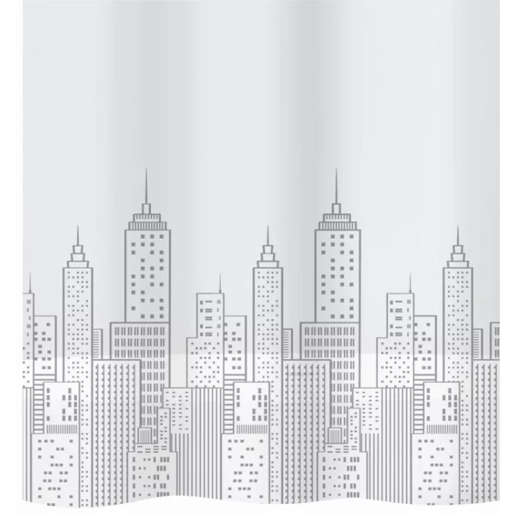 Tekstiilisuihkuverho Diaqua Peva Skyline harmaa/valkoinen 180 x 200 cm