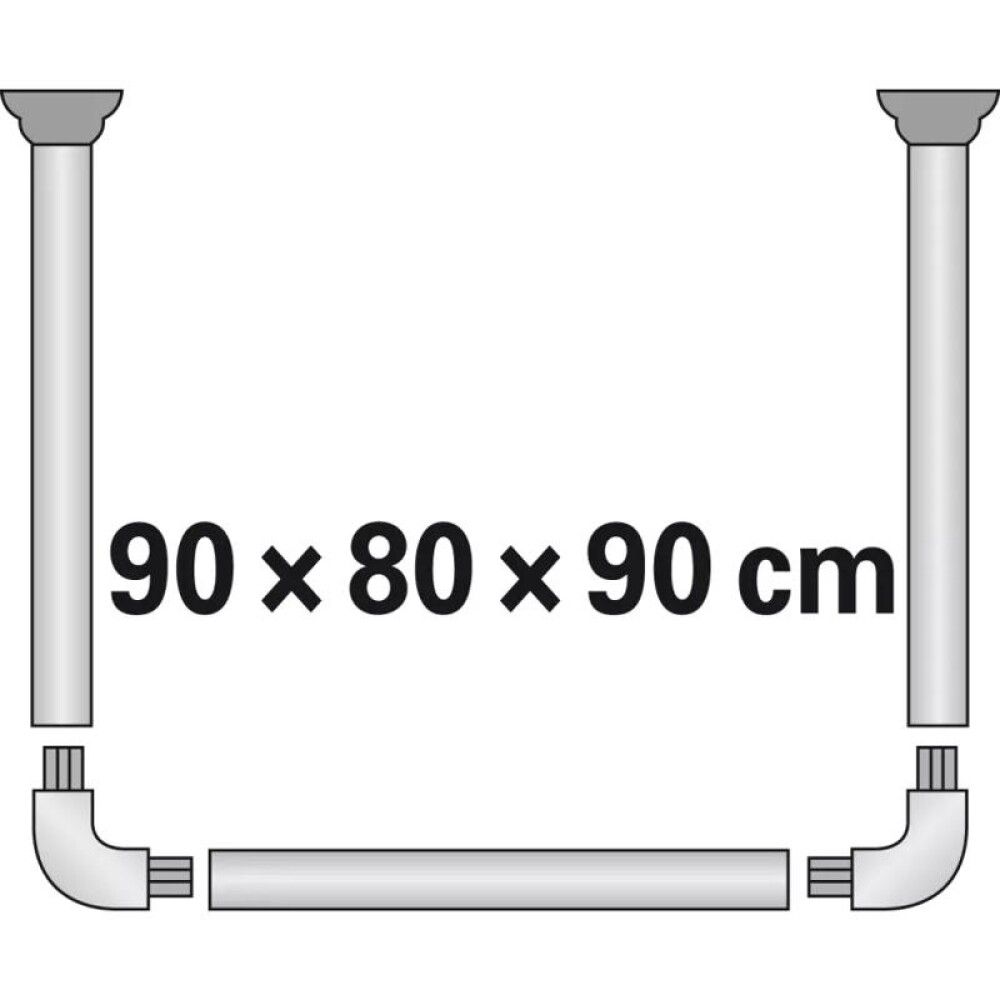 Suihkuverhotanko Diaqua Ø 2,2 x 90 x 80 x 90 cm Valkoinen