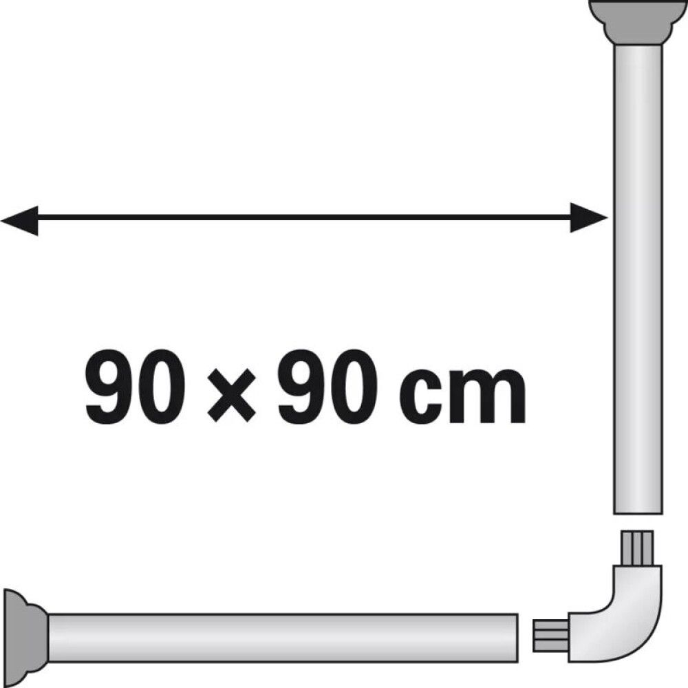 Suihkuverhotanko Diaqua Ø 2,2 x 90 x 80 x 90 cm Valkoinen