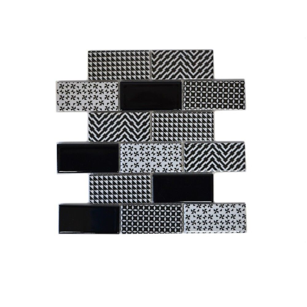 Mosaiikkilaatta Fliesen Subway Misto valkoinen/harmaa/musta 28,3 x 29,1 cm