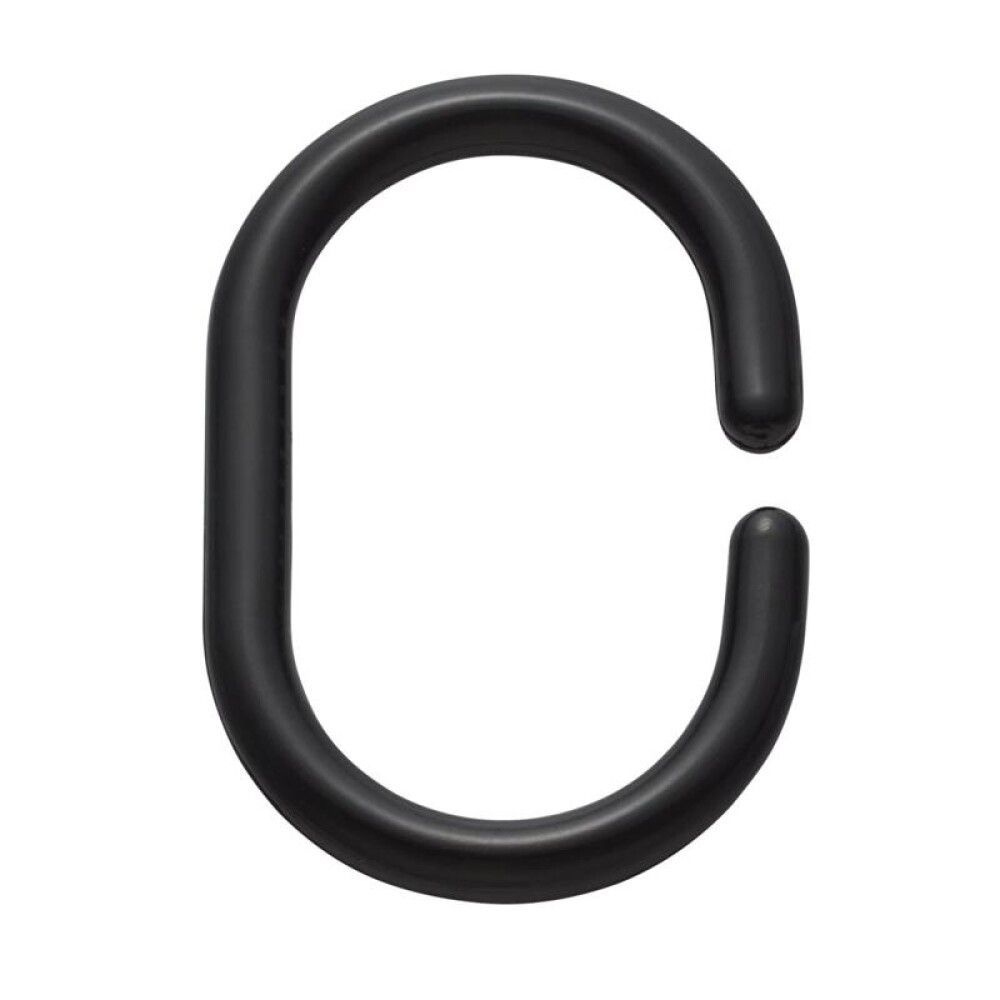 Suihkuverhorengas Diaqua Basic mattamusta 6 x 4,2 cm 12 kpl/pkt