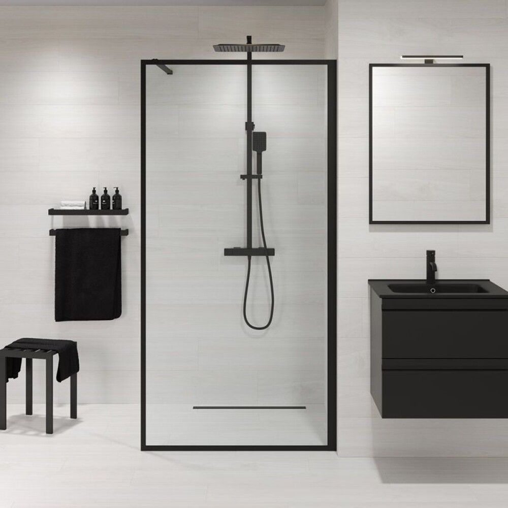 Suihkuseinä Camargue Frame 80 cm mattamusta