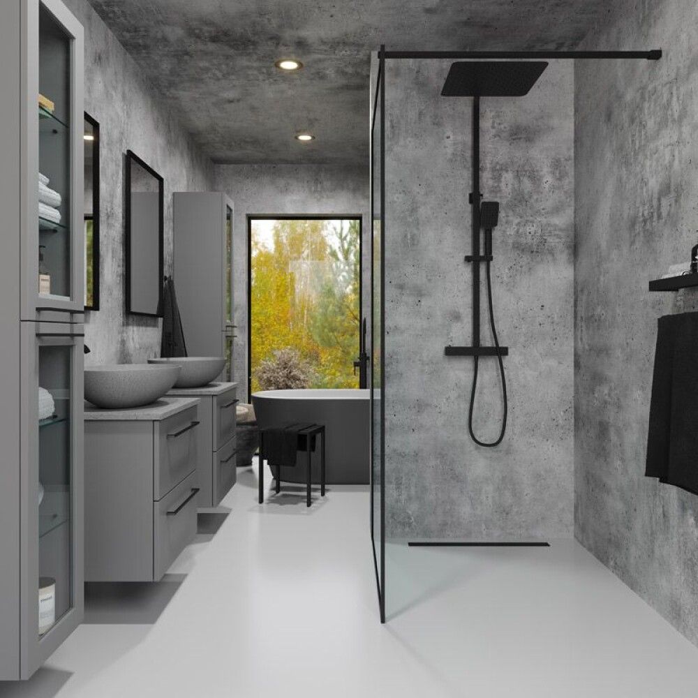 Suihkuseinä Camargue Frame 80 cm mattamusta