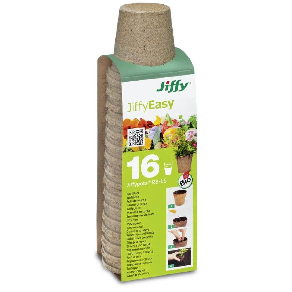 Turveruukku Jiffy 8 cm 16 kpl