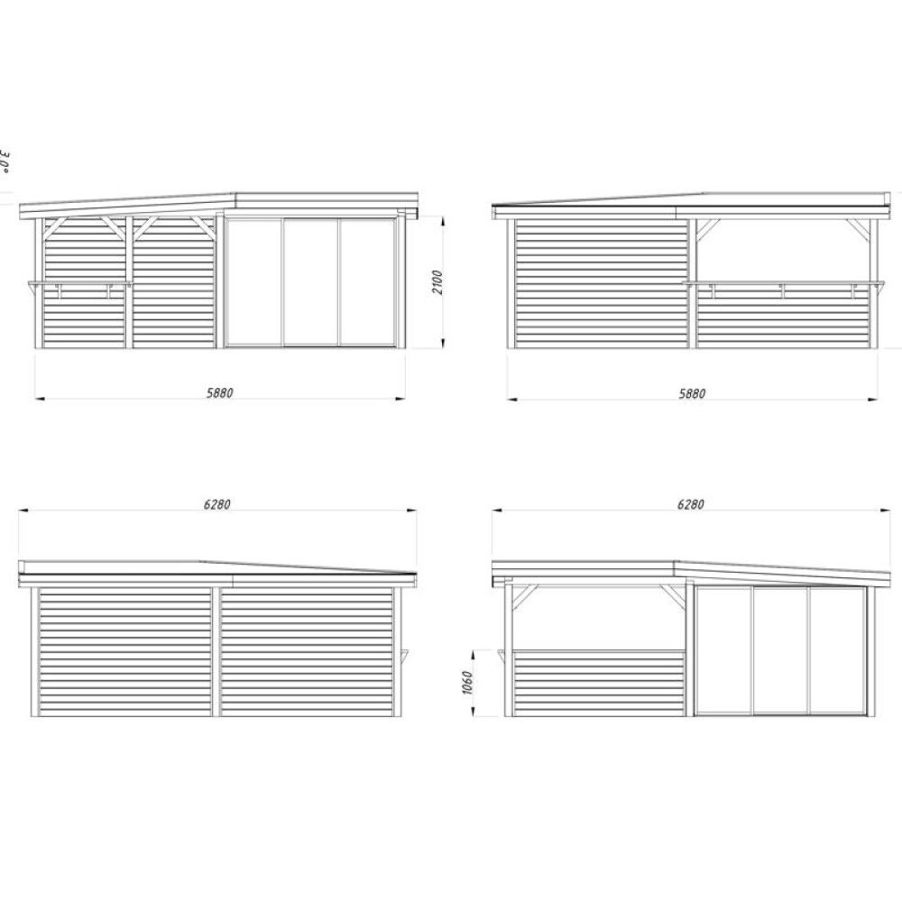 Paviljonki Palmako Lenna 410 liukuovilla 24,9 m²
