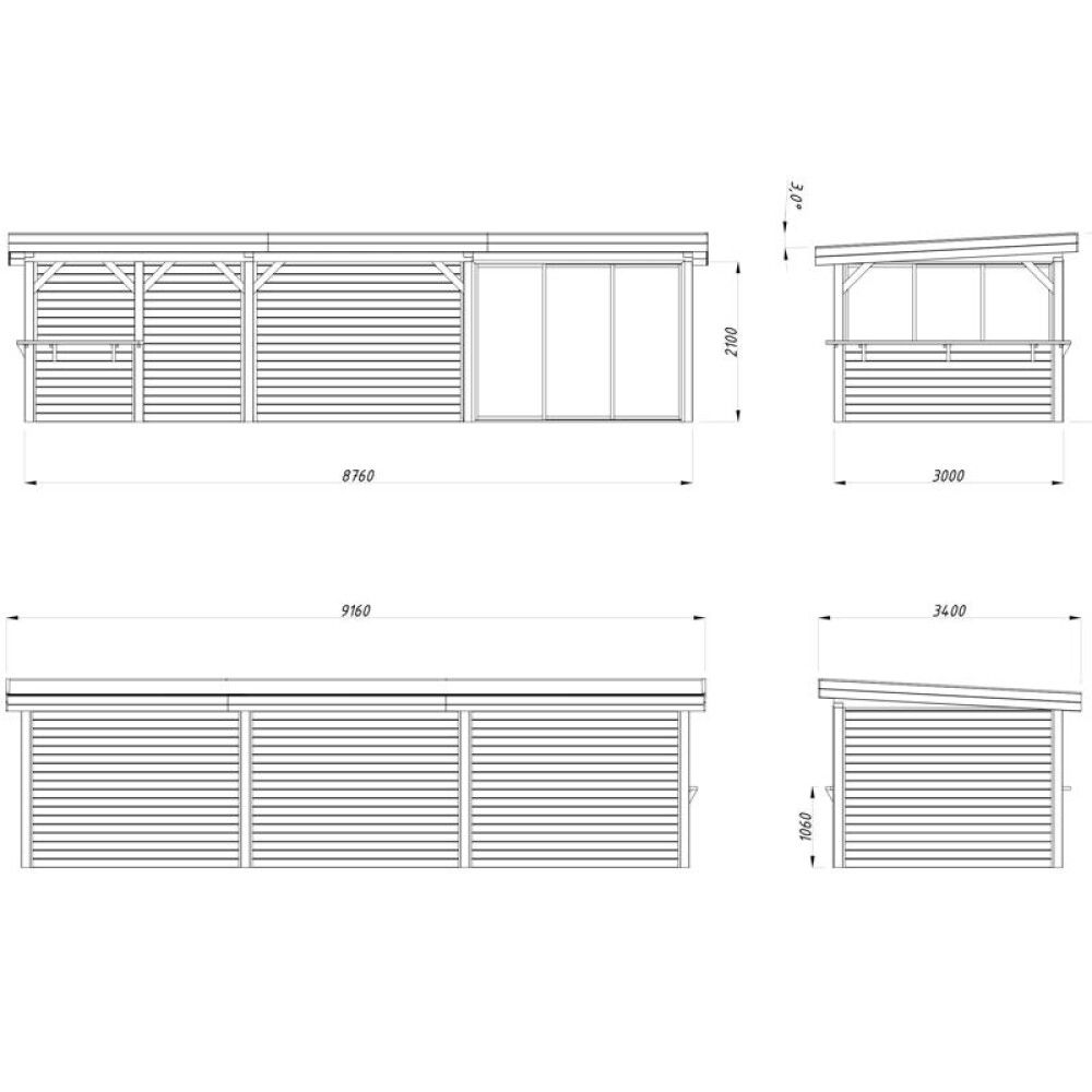 Paviljonki Palmako Lenna 415 liukuovilla 24,9 m²