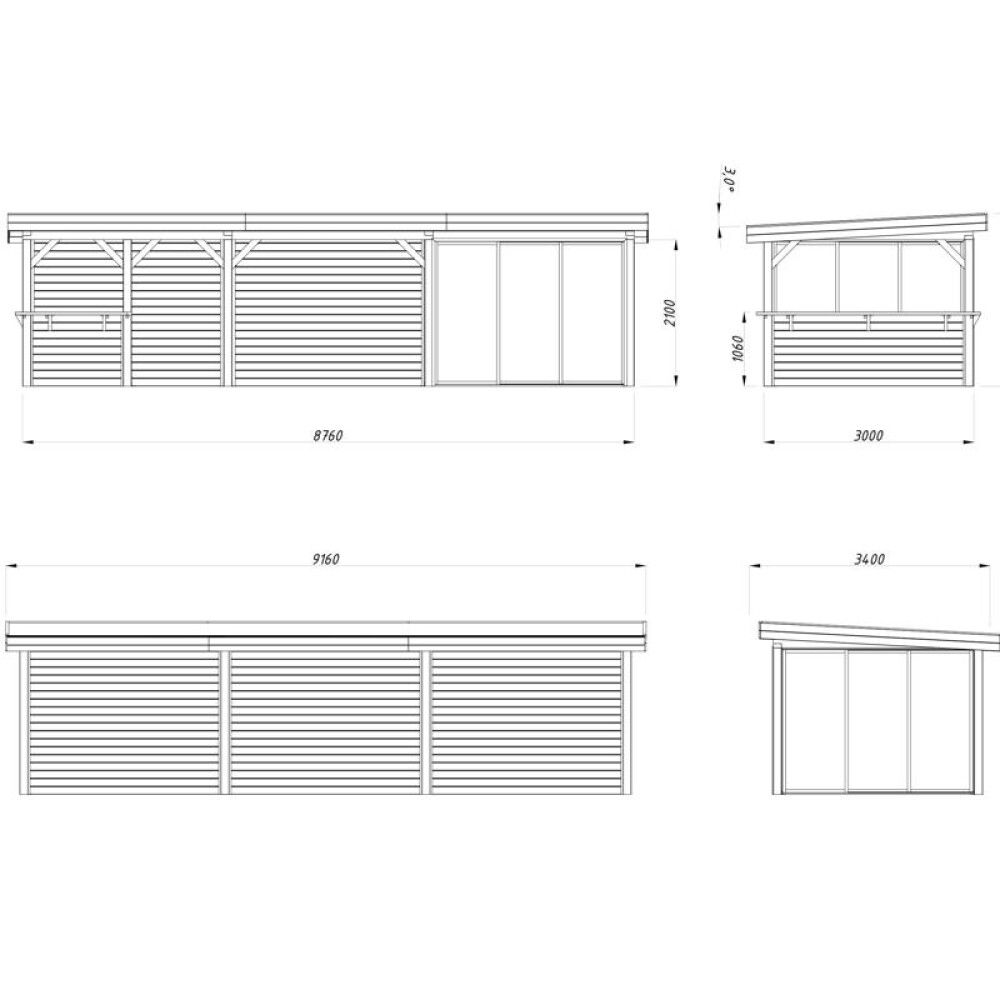 Paviljonki Palmako Lenna 416 liukuovilla 24,9 m²