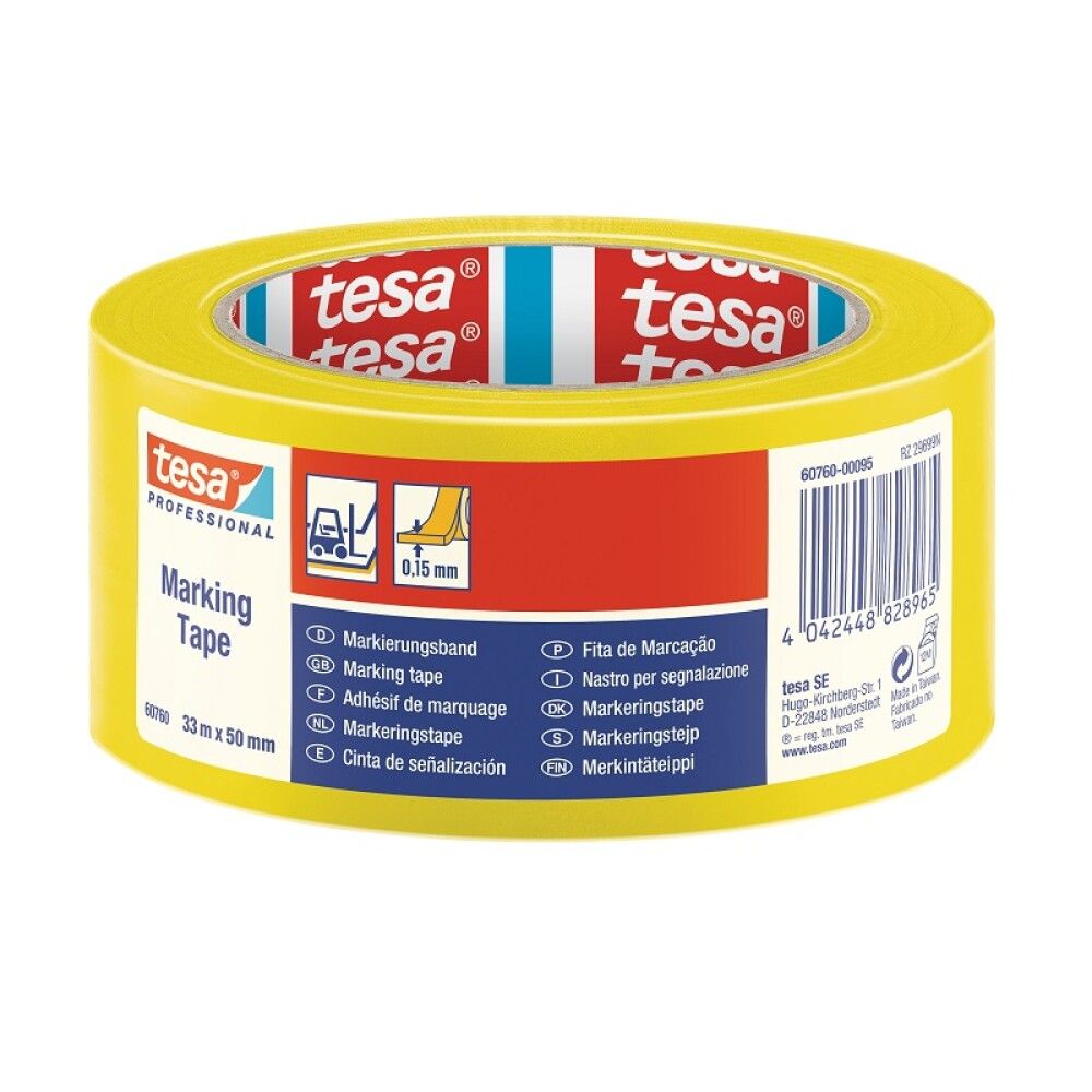Varoitusteippi Tesa 33 m x 50 mm Kelta-musta