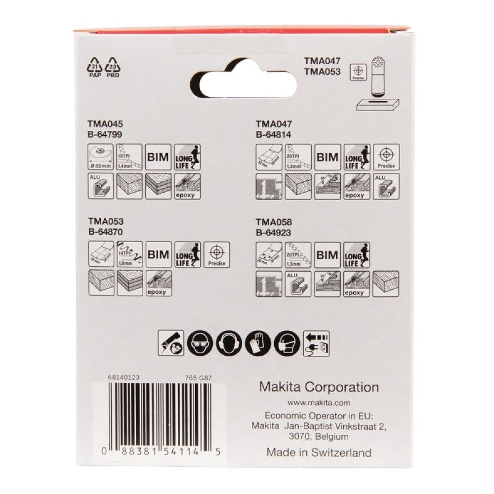 Monitoimikoneen teräsarja Makita B-67480 4 kpl/pkt