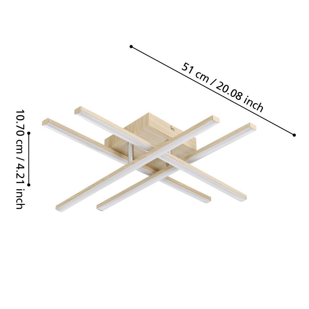 Kattovalaisin Eglo Lasana 4 puu/valkoinen 51 x 51 cm
