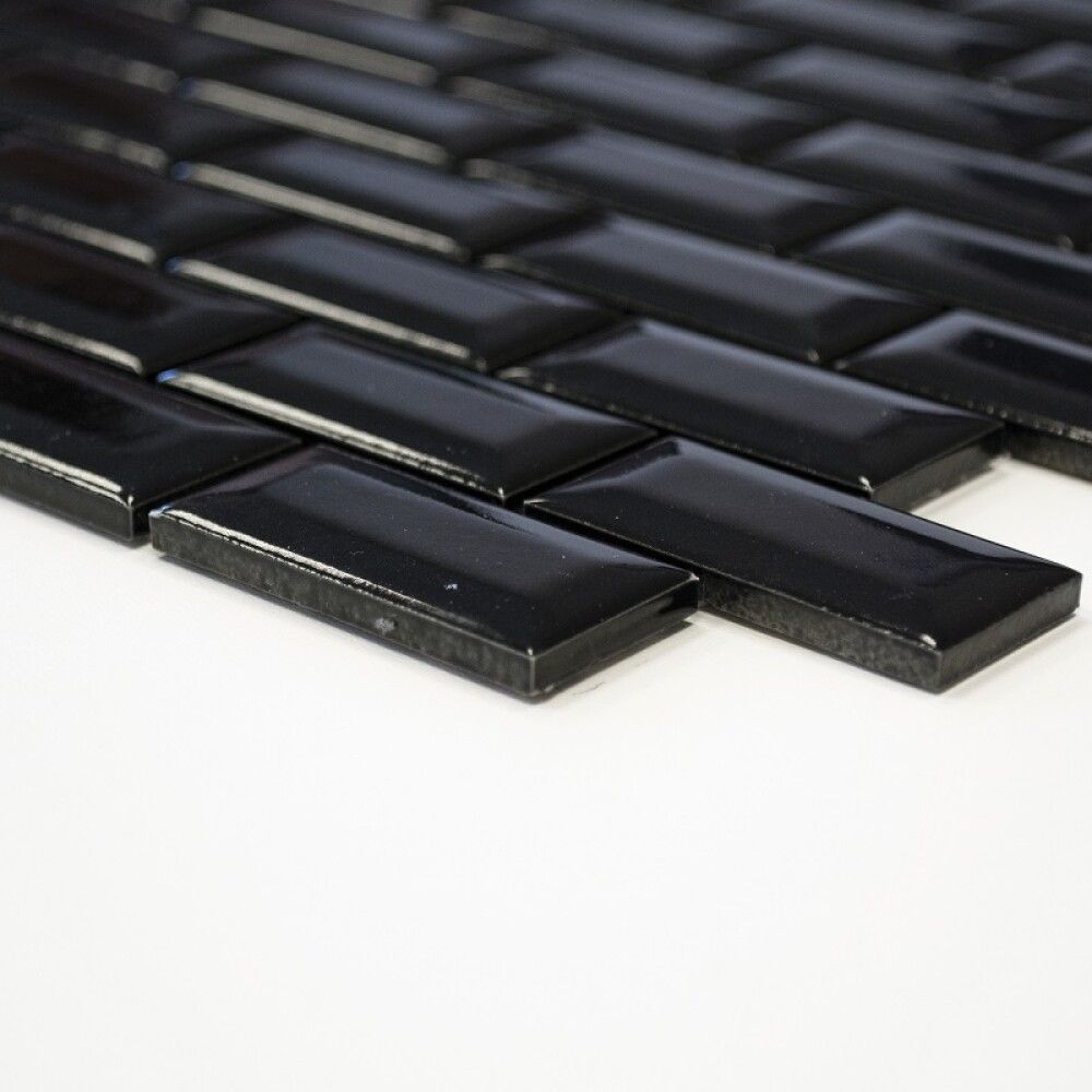 Mosaiikki Brick Bond Diamond Kiiltävä Musta