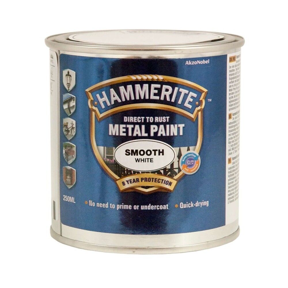 Metallimaali Hammerite Direct to rust valkoinen 0,25 l
