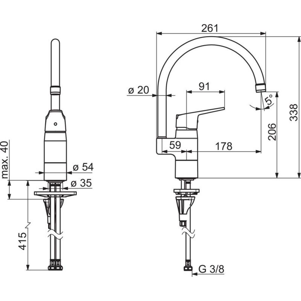 Keittiöhana Oras Vega ECO 1838FG-33 Mattamusta