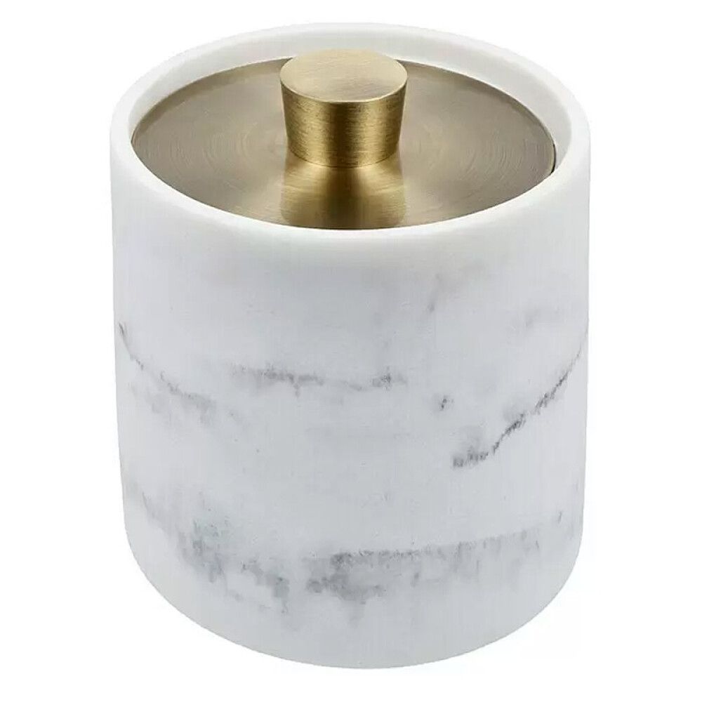 Vanulappujen säilytyspurkki Camargue Marmel valkoinen/kulta Ø 9,3 x 9,9 cm