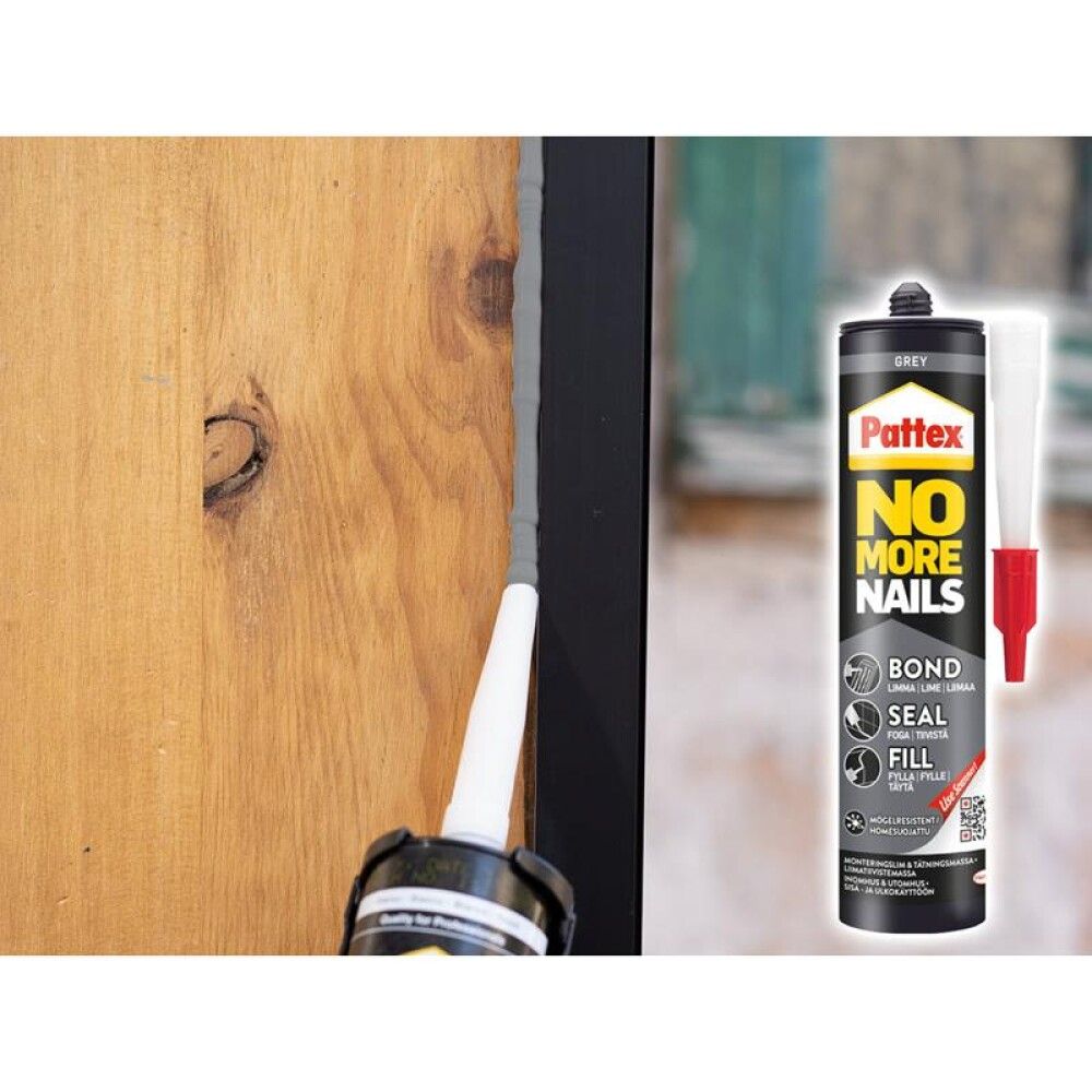 Liimatiivistemassa Pattex No More Nails Bond-Seal-Fill harmaa 280 ml